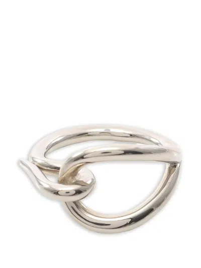 Pre-owned Hermes 2010s Jumbo Scarf Ring In Silver