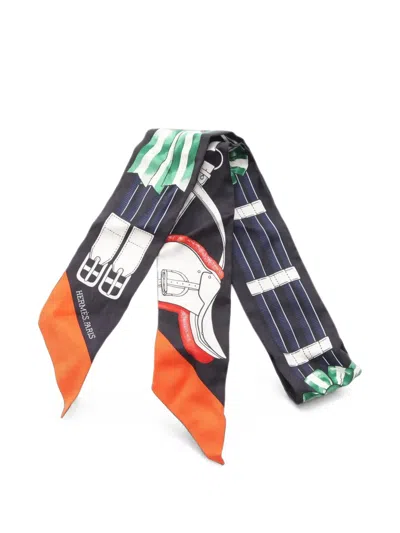 Pre-owned Hermes 2010s Jumping Twilly Ribbon Scarf In Black