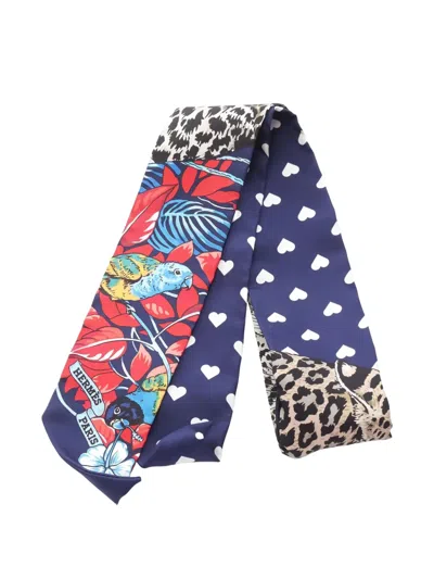 Pre-owned Hermes 2010s Jungle Love Twilly Scarf In Blue