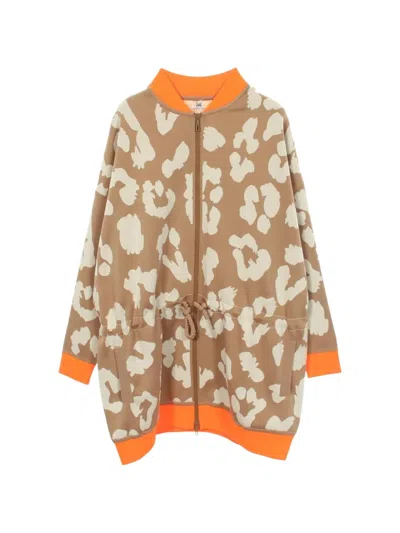 Pre-owned Hermes 2010s Jungle Love Zip-up Jacket In Brown
