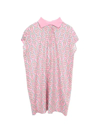 Pre-owned Hermes 2010s Kanoe Patterned Polo Dress In Pink