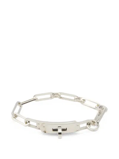 Pre-owned Hermes 2010s Kelly Chaine Bracelet In Silver