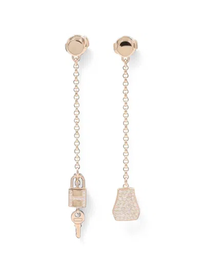 Pre-owned Hermes 2010s Kelly Crochet Diamond Earrings In Pink
