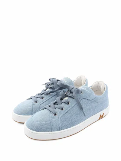 Pre-owned Hermes 2010s Kid Denim Sneakers In Blue