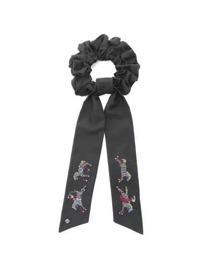 Pre-owned Hermes 2010s Knight Parade Scrunchie In Black