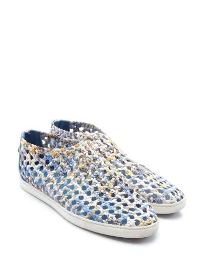 Pre-owned Hermes 2010s Knitted Sneakers In Blue