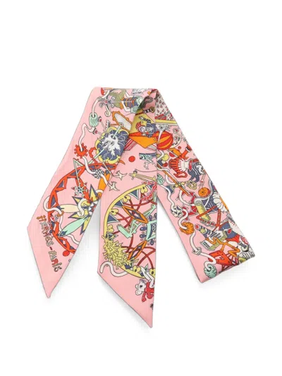 Pre-owned Hermes 2010s La Folle Parade Twilly Scarf In Pink