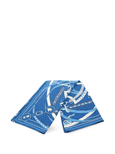 Pre-owned Hermes 2010s La Promenade Du Matin Scarf In Blue