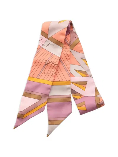 Pre-owned Hermes 2010s La Rose Des Vents Scarf In Orange