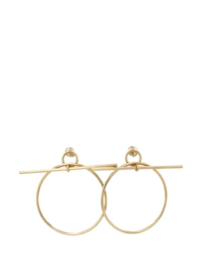 Pre-owned Hermes 2010s Large Loop Anchor Earrings In Gold