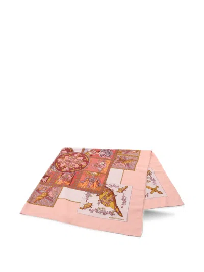 Pre-owned Hermes 2010s Le Tarot Carré Scarf In Pink