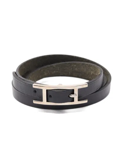 Pre-owned Hermes 2010s Leather Bracelet In Black