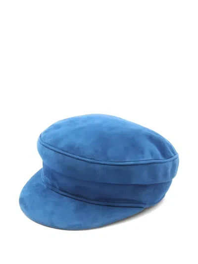 Pre-owned Hermes 2010s Leather Casquette Hat In Blue
