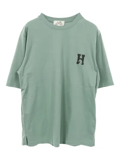 Pre-owned Hermes 2010s Leather-patch T-shirt In Green