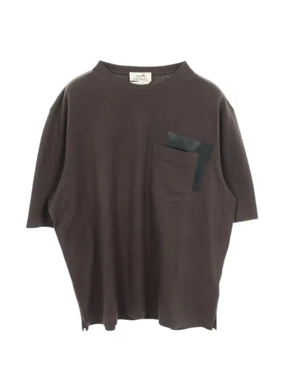 Pre-owned Hermes 2010s Leather-patch T-shirt In Brown