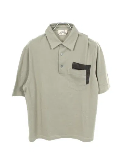 Pre-owned Hermes 2010s Leather-trim Polo Shirt In Green