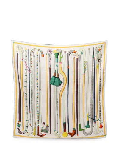 Pre-owned Hermes 2010s Les Cannes Scarf In White