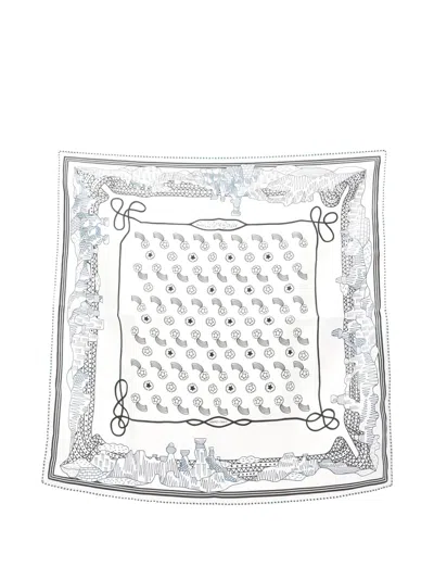 Pre-owned Hermes 2010s Les Canyons Étoilés Scarf In White