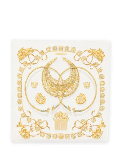 Pre-owned Hermes 2010s Les Cavaliers D'or Scarf In Neutrals