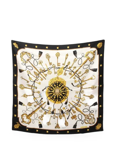 Pre-owned Hermes 2010s Les Cles Scarf In Neutral