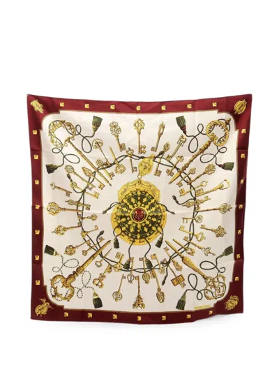 Pre-owned Hermes 2010s Les Cles Scarf In White