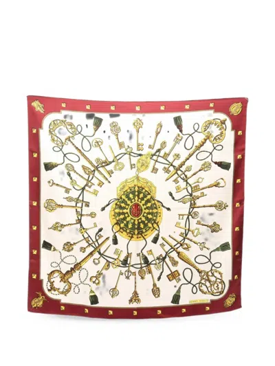 Pre-owned Hermes 2010s Les Cles Scarf In White