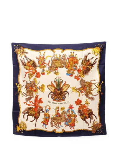 Pre-owned Hermes 2010s Les Fêtes Du Roi Soleil Scarf In Neutrals