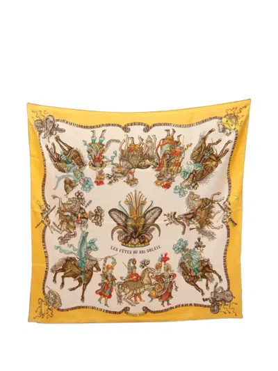 Pre-owned Hermes 2010s Les Fêtes Du Roi Soleil Scarf In Neutrals