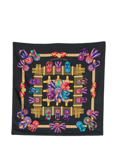 Pre-owned Hermes 2010s Les Rubans Du Cheval Scarf In Black