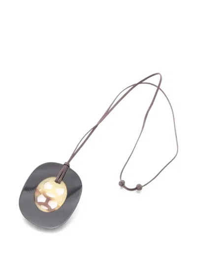 Pre-owned Hermes 2010s Lift Gm Necklace In Black