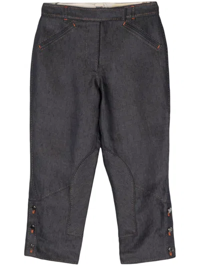Pre-owned Hermes 2010s Linen Trousers In Blue