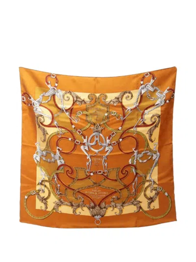 Pre-owned Hermes 2010s L'instruction Du Roy Scarf In Orange