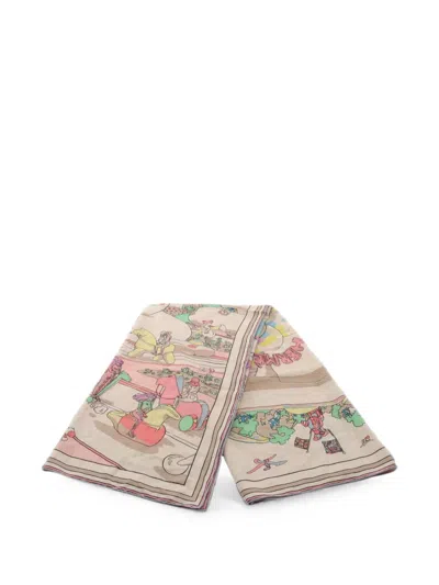 Pre-owned Hermes 2010s Locomotion Scarf In Neutrals