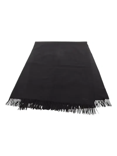 Pre-owned Hermes 2010s Logo-embroidered Cashmere Scarf In Black