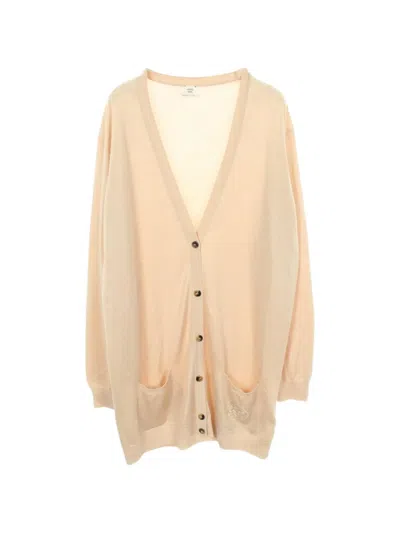 Pre-owned Hermes 2010s Logo Embroidery Cardigan In Neutral