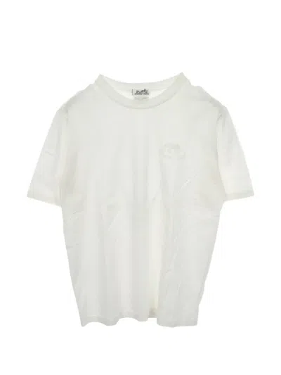 Pre-owned Hermes 2010s Logo-embroidered T-shirt In 白色