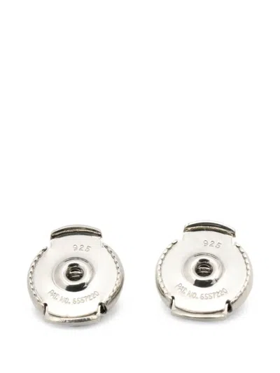 Pre-owned Hermes 2010s Loop Mm Earrings In Silver