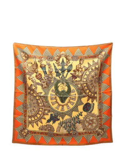 Pre-owned Hermes 2010s L'or Des Chefs Scarf In Yellow