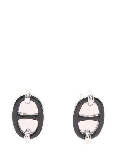 Pre-owned Hermes 2010s Maillon Earrings In Silver