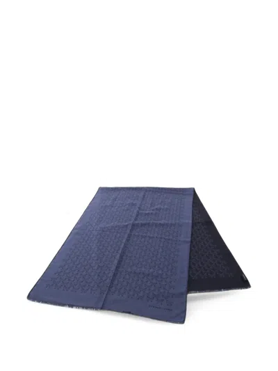 Pre-owned Hermes 2010s Maillon Rhythm Reversible Scarf In Blue