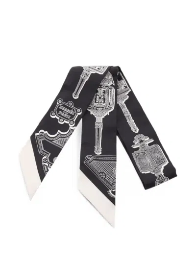 Pre-owned Hermes 2010s Merveilleuses Lanternes Twilly Scarf In Black