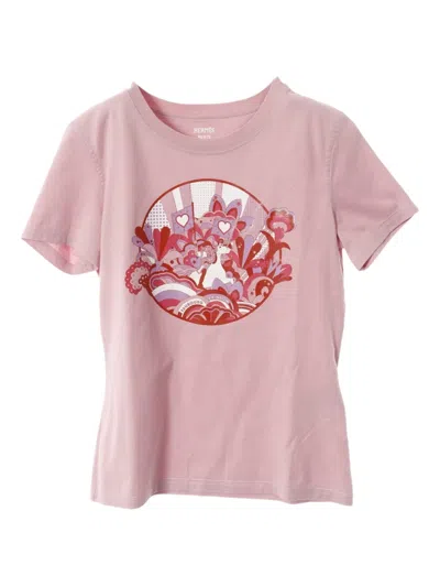 Pre-owned Hermes 2010s Micro Cartouche Faubourg Rainbow T-shirt In Pink