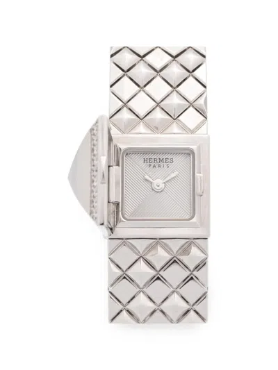 Pre-owned Hermes 2010s Min Médor Joaillerie 15mm Watch In Silver