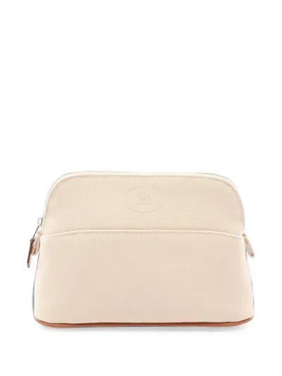 Pre-owned Hermes 2010s Mini Bolide Canvas Pouch In Neutrals