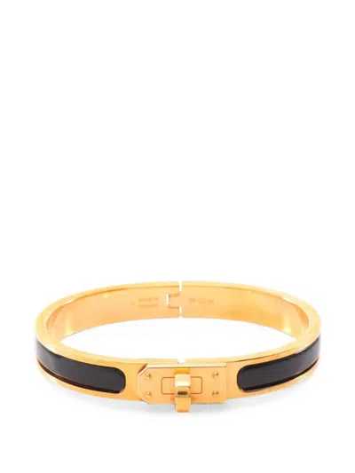 Pre-owned Hermes 2010s Mini Click Kelly Bangle In Gold
