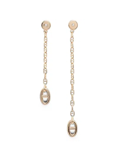 Pre-owned Hermes 2010s Mini Farandole Diamond Earrings In Gold
