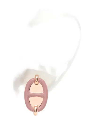 Pre-owned Hermes 2010s Mini Maillon Rose Earrings In Pink
