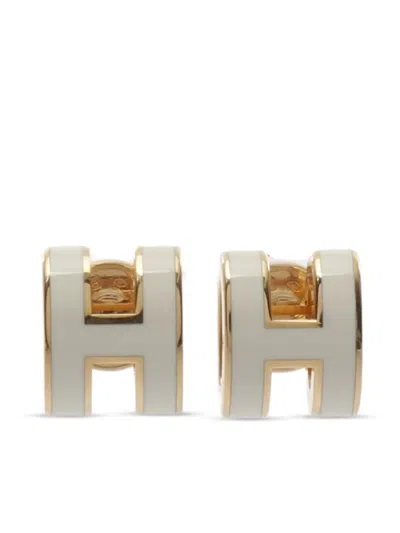 Pre-owned Hermes 2010s Mini Pop H Earrings In Gold