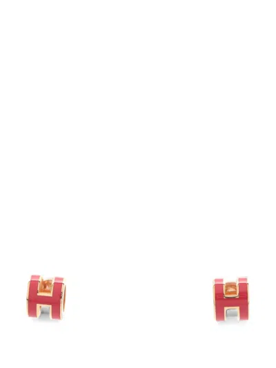 Pre-owned Hermes 2010s Mini Pop H Earrings In Gold