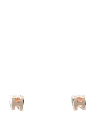 Pre-owned Hermes 2010s Mini Pop H Earrings In Neutrals